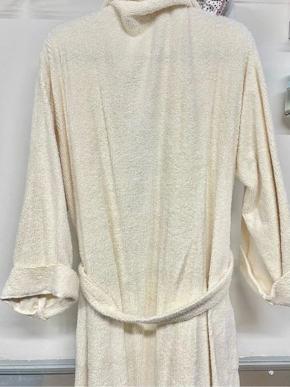 J.Crew Ivory Terry Plush Bath Robe Long Belted White Cozy Loungewear Small